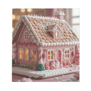 mooie roze peperkoekhuis notitieblok