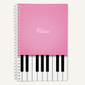 Mooie Roze Pianomuziek Toetsenbord Persoonlijk Notitieboek (Voorkant)