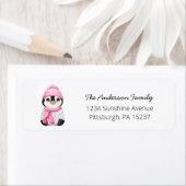 Mooie Roze Pinguïn Retouradres Label (Insitu)