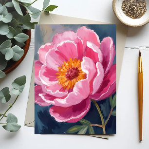 Mooie Roze Pioen Bloem Schilderen Aquarel Briefkaart