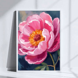 Mooie Roze Pioen | Bloem Schilderen Aquarel Poster