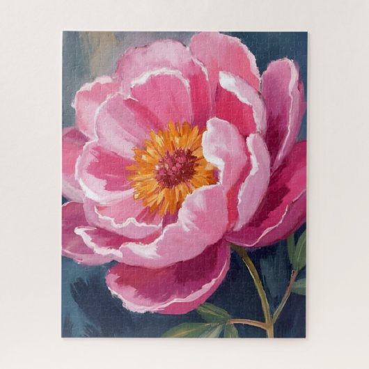 Mooie Roze Pioen | Bloem Schildering Waterverf Legpuzzel (Verticaal)