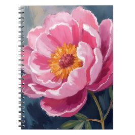 Mooie Roze Pioen | Bloem Schildering Waterverf Notitieboek