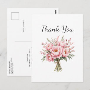 Mooie Roze Pioen Bloemboeket Bedankt Briefkaart