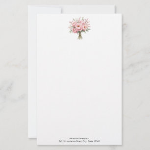 Mooie Roze Pioen Bloemenboeket Briefpapier