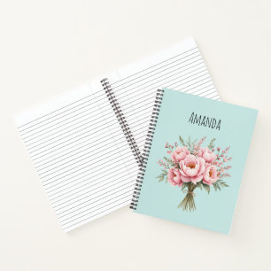 Mooie Roze Pioen Bloemenboeket Notitieboek