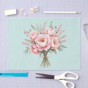 Mooie Roze Pioen Bloemenboeket Tissuepapier