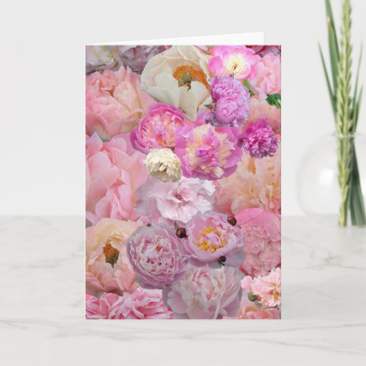 Mooie Roze Pioen Collage Kaart (Voorkant)