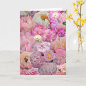 Mooie Roze Pioen Collage Kaart (Gele Bloem)