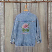 Mooie Roze Pioen en Monogram Naam Denim Jacket