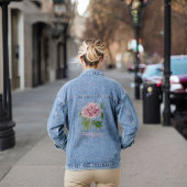 Mooie Roze Pioen en Monogram Naam Denim Jacket