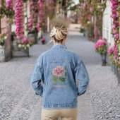 Mooie Roze Pioen en Monogram Naam Denim Jacket