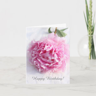 Mooie roze pioen, gepersonaliseerd wenskaart kaart