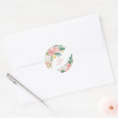 Mooie roze pioen monogram Sticker (Envelop)