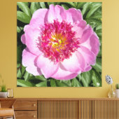 Mooie roze pioen op canvas. canvas afdruk (Insitu (Woonkamer))