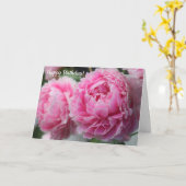 Mooie roze pioen verjaardag Kaart (Gele Bloem)