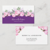 Mooie roze pioen | WATERVERF Visitekaartje (Voorkant / Achterkant)