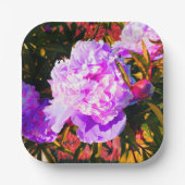 Mooie roze pioenen rond papieren bordje (Voorkant)