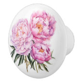 Mooie roze pioenroos stengels keramische knop (Rechts)