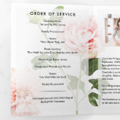 Mooie Roze Pioenrozen 6 pagina's Trifold rouwprogr Drieluik Programma (Binnenzijde eerst)
