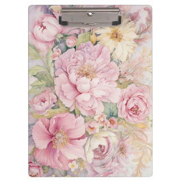 Mooie roze pioenrozen aquarellen. klembord