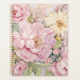 Mooie roze pioenrozen aquarellen. planner