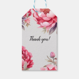 mooie roze pioenrozen bloemen cadeaulabel