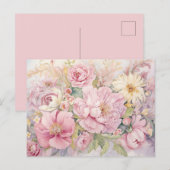 Mooie roze pioenrozen briefkaart (Voorkant / Achterkant)