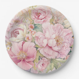 Mooie roze pioenrozen papieren bordje