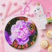 Mooie Roze Pioenrozen Rond Papieren Bordje (Feest)