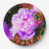 Mooie Roze Pioenrozen Rond Papieren Bordje (Voorkant)