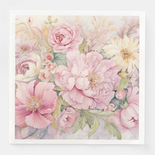 Mooie roze pioenrozen servet (Voorkant)