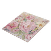 Mooie roze pioenrozen tegeltje (Zijkant)
