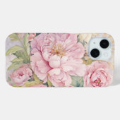 Mooie roze pioenrozen waterverf Case-Mate iPhone case (Achterkant (horizontaal))