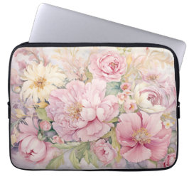Mooie roze pioenrozen waterverf. laptop sleeve