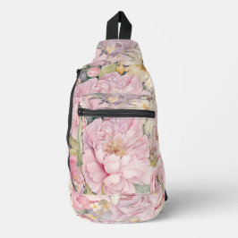 Mooie roze pioenrozen waterverfschilderijen. sling bag