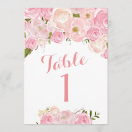 Mooie roze platte tabelnummers kaart