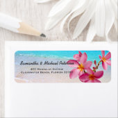 Mooie roze Plumeria Bloemen Strand Etiket (Insitu)