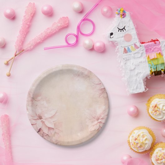 Mooie roze Poinsettia Papieren Bordje (Feest)