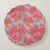 Mooie Roze Poinsettia Persoonlijk Monogram Rond Kussen (Achterkant)