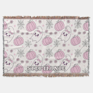 Mooie Roze Pompoen Halloween Patroon Deken