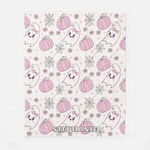 Mooie Roze Pompoen Halloween Patroon Fleece Deken