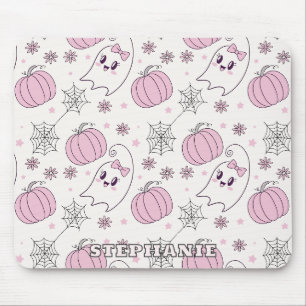 Mooie Roze Pompoen Halloween Patroon Muismat