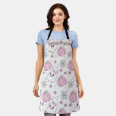 Mooie Roze Pompoen Halloween Patroon Schort (Gedragen)