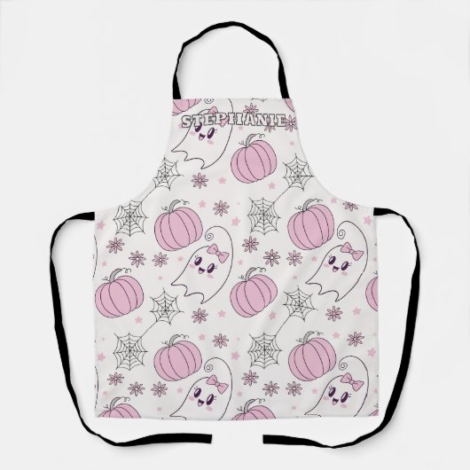Mooie Roze Pompoen Halloween Patroon Schort (Voorkant)