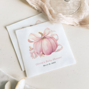 Mooie Roze Pompoen Strik Meisje Baby Shower Servet