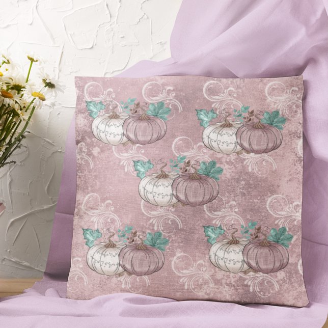 Mooie Roze Pompoen Vlekken Glitter Herfst Kussen (Creator heeft geüpload)