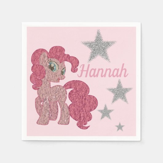 Mooie Roze Pony Persoonlijk Servet (Voorkant)