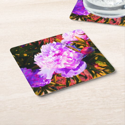 Mooie roze pony's kartonnen onderzetters (Schuin)