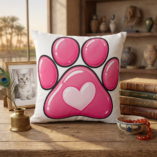 Mooie Roze Pootafdruk Hart Kussen